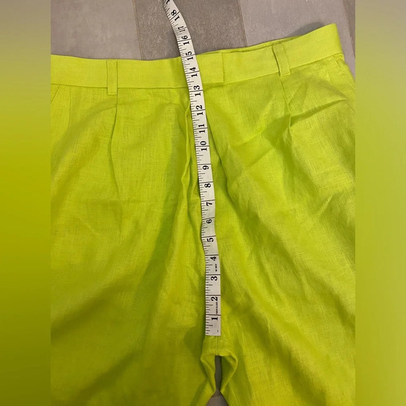Mara Hoffman Wide Leg Linen Trousers Neon Green& Yellow Size 14 - Picture 6 of 6
